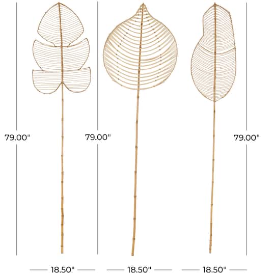 79" Brown Rattan Leaf Handmade Palm Leaf